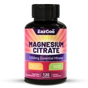 Citrato di magnesio capsule 1250mg, supplemento di Citrato di Magnesio ad alto assorbimento con Magnesio Elementale, supplemento di magnesio ad alta resistenza, non OGM, senza glutine, 120 capsule vegetali