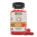 Zhou D3+K2 - Vitamina D3 K2 Integratore per Donne e Uomini, Supporto Immune Vit D3 e K2 Gummy, Gelatin Formula Libera con 5000 IU di D3 e MK-7 - 60 Gummie Veggie (Pack of 1)