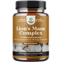 Advanced Lion's Mane Mushroom Supplement - Lions Mane Supplement Capsule con Reishi, Chaga, Maitake & Shiitake per il supporto della memoria della salute del cervello & Focus - Nootropic for Mental Clarity - 30 Caps