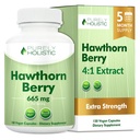 Purely Holistic Hawthorn Berry - 150 Vegan Capsule - 5 mesi di alimentazione - Estratto 4:1 ad alta resistenza - Supplemento Hawthorne Non OGM - Supporta la salute cardiovascolare e digestiva