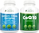 Calcium Citrate Complex 1000mg + CoQ10 100mg - 365 Vegan Capsule + 240 Softgels Bundle - Senza Vitamina D - Made in Italy