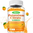 Gummie di citrato di potassio – Supplemento di potassio ad alta potenza per la salute del muscolo, sollievo della polpa di gambe, equilibrio di elettrolita – Vegan, non OGM, senza glutine, aroma d'arancia, 60 conte