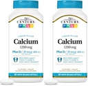 21st Century Calcium Plus D3 Liquid Filled Softgel, 1200 mg, 90 Conte (pacchetto di 2)