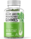 Gummie di succo di celeria per adulti - Gomma prebiotico di succo di celeria per il supporto di disintossicazione & Supergreens Boost con succo di celeria, clorofilla, & fibra prebiotica - 60 Conte