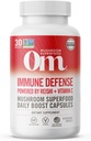 Om Mushroom Superfood Difesa Immune capsule di funghi Supplemento Superfood, 90 Conte, 30 Giorni, Miscela di funghi, Reishi, Tail Turchia, Maitake, Agaricus Blazei, Vitamina C, Vegan