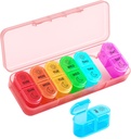 Organizzatore di pillole settimanali Betife 2 volte al giorno, 7 giorni scatola di pillole AM PM, custodia di viaggio portatile, giorno e notte del contenitore di pillole giornaliere, organizzatore di medicina per il farmaco, vitamina o supplemento (Pink)