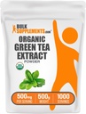BulkSupplements.com Polvere di Estratto di tè verde organico - Polvere di tè verde organico, supplemento di polifenoli - Vegan & Gluten Free, 500mg per porzione, 500g (1.1 lbs) (pacchetto di 1)