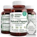 Natural Nutra Papaya Chewable Enzymes for Digestion and Body Cleanse - Supporta la salute digestiva, Ease Gastrointestinal Discomfort - Nutriente assorbimento e riduce Bloating - 90 Vegan Tablets