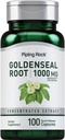 Piping Rock Goldenseal Root Capsule | 1000mg | 100 Pills | Integratore di erbe | Estratto concentrato | Non OGM, Gluten Free
