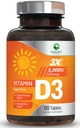 Vitamina D3 5000iu (125 mcg) Supporto per la salute immunitaria - Integratore alimentare di vitamina D ad alta potenza per ossa, denti, muscolo - VIT D della natura, vegano, senza glutine, aroma di lampone - 120 compresse masticabili
