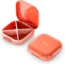 Piccolo caso di pedaggio, scatola di pedaggio di viaggio, organizzatore di pedaggio portatile, contenitore di pedaggio per tasca 4 scomparti, titolare quotidiano di medicina di viaggio compatta per il farmaco di vitamine (Pink)