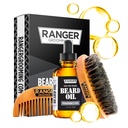 Kit Beard by Ranger Grooming Company by Leven Rose, 100% Fragranza naturale organica Senza profumo Beard Oil, Brush Boar Bristle Beard Brush, Natural Wood Comb Beard Care Starter Set per gli uomini