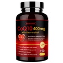 ZEBORA CoQ10-400mg con Trans-Resveratrolo, PQQ & Vitamina E - Alto assorbimento Coenzima-Q10 con BioPerine - potente antiossidante per il cuore e la produzione di energia, 120 capsule vegetali