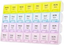 Grande organizzatore di pillole settimanali 4 volte al giorno, scatola di pillole 7 giorni di umidità-proof, case di viaggio di pillole portatili per pillole integratori di olio di pesce di vitamina (giallo)