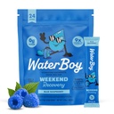 Waterboy Weekend Recovery | 3,200mg Electrolyte Powder Packets | Ginger + L-Theanine + Vitamine | No Sugar, All Natural, Gluten Free | 24 Bevande Stick Mixs (Blue Raspberry)
