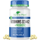 Vitamina perla terrestre D3 K2 5000 IU - 3-in-1 K2 D3 Integratore di vitamina con probiotici per donne e uomini, alimentazione a 3 mesi, integratori di salute per donne e uomini (90 CT)