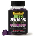 Irlandese Moss Gummies con Elderberry & Black Seed Oil - Supporto benessere complessivo | Ricco di vitamine, Raspberry Flavor | 60 Gummies