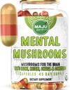 Capsule di funghi MENTAL, Integratore di Estratto organico w/ Lion's Mane, Cordyceps, Reishi e Chaga, Aumenta il tuo Focus, Energia, Benessere e Immune System - Funghi nootropici, Supporto immunitario 90ct