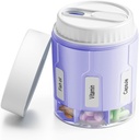 Organizzatore della bottiglia della pillola Daviky, organizzatore di supplemento con 7 grandi scomparti, scatola rotonda del piatto di viaggio del Dispenser con due coperchi(Purple)
