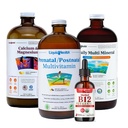 LIQUIDHEALTH Salute e vitalità delle donne Bundle multivitaminico liquido giornaliero con Multivitaminico Prenatale/Postnatale, Calcio e Magnesio, Multi Minerale Giornaliero, & Vitamina Organica B12 Gocce - USA Made, Non OGM