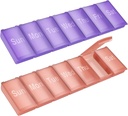 Organizzatore di pillole settimanali, 2 confezione grande scatola di pillola di vitamina quotidiana,Portable viaggio amichevole 7 giorni contenitore di medicina contenitore di pillole,Handbag campeggio all'aperto piccolo caso di pillole per i supplementi Fish Oill