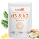 Capsule di vitamina D3 K2, D3&K2 Integratore di vitamina, Vitamina D3 e K2, Supplemento D3,Replenish K2 D3 Olio di cocco Softgels (120)