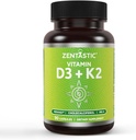 Vitamina Zentastic D3 K2, 5000IU & 200mcg, Vitamina D & MK7 brevettata & MK4 per il supporto complesso 3-in-1 - Vegetariano, Non OGM, 90 Caps
