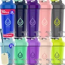10 PACK, Bottiglie di Shaker con Whisk di Filo per Miscele di Proteine | Bottiglia di frullatore a leakproof Pack| BPA-Free & Lavastoviglie Sicuro | 5 Large 28-oz & 5 Piccolo 20-oz shaker bottiglia | Coppe di shaker per frullati