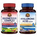 Vitalitown Magnesio + Acido Ialuronico Bundle| Complesso di magnesio (Item 1) & Acido Ialuronico Plus Vitamina C (Item 2) | 120 capsule di magnesio & 90 capsule di acido ialuronico