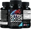 Supplemento di ossido nitrico 3X Forza L Arginina, Citrullina Malato, AAKG, Beta Alanine - Booster nitrico di sostegno del muscolo Premium - Supporto naturale di energia e salute del cuore - 180 capsule