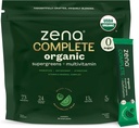 Zena Super Greens Organici Completi Polvere & Multivitamin, 90+ Supergreens, Frutta, Veggies, 0 Zucchero, Fibra 5G, Pre & Probiotics, Agrumi di anguria Flavor, 30 Packets