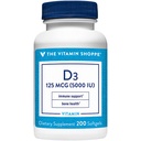 La Vitamina Shoppe Vitamina D3 5000IU Softgel, Supporta la Salute Bone & Immune, Aids in Crescita Cellulare & Assorbimento di Calcio, Gluten Free & Una volta Formula Giornaliera (200 Softgels)
