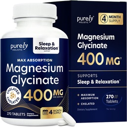 Magnesium Glycinate 400mg, 4+ Month Supply, Sleep, Relax & Muscle Support