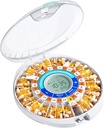 Dispenser automatico di pillole Daviky per anziani con allarme, scatola di pillole bloccate elettronica 28 giorni, Sound & Light Reminders per farmaci, vitamine e supplementi(Orange)