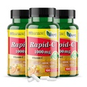 America Medic & Scienza Rapid-C 1000mg Vitamina C Supplemento (3 Confezione di 100 compresse) Energy Booster, Supporto giornaliero del sistema immunitario, Antiossidante | Vegan, Acido non OGM rivestito per gli uomini adulti e le donne