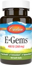 Carlson- E-Gems, 400 IU (268 mg), Heart Health & Optimal Wellness, Antiossidante, 90 gel morbidi