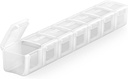 Sukuos Extra Large Weekly Pill Organizer, 7 giorni scatola di pillole giornaliere caso artrite amichevole, Silkscreen stampato contenitore di medicina con coperchio trasparente per vitamine, oli di pesce o integratori (bianco)