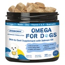 Omega 3 per cani con olio di salmone, olio di pesce per cani pelle e cappotto supplemento, sollievo allergia del cane, trattamento hot Spot, anti spargimento, Hip & Joint Support con EPA & DHA, biotina, vitamina E