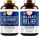 WINDSOR BOTANICALS Bloat Relief e Lactobacillus Salivarius Capsule Probiotici - Supporto orale e IBS Bundle