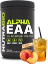 NutraBio Alpha EAA - Aminoacidi All-Day per la crescita muscolare e l'idratazione - Aminoacidi essenziali con Nootropics & Adaptogens- Polvere EAA BCAA a spettro completo - 30 Serve - Peach Tea