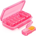 Organizzatore di pillole settimanali 2 volte al giorno con disegno resistente all'umidità, rosa AM PM Pill Box 7 giorno per il riempimento facile, custodia portatile per il viaggio, Large Pill Holder per la vitamina, olio di pesce, supplemento