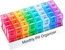 Organizzatore mensile di pillole 2 volte al giorno, un mese scatola di pillole AM PM, 30 giorni caso di pillole piccoli scomparti per mantenere l'organizzatore di vitamina e medicina di viaggio, 31 giorni organizzatore di pillole, 4 settimane casi di pillole