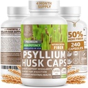 N1N Premium Psyllium Husk Capsule [Tutto Naturale, 1450 MG] Potente supplemento di fibra solubile al supporto Regolarità e Salute Digestiva, 240 Caps