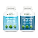 Cloruro di potassio 99mg + Magnesio Glycinate 400mg - 365 + 270 compresse - Bundle vegetariano - Made in Italy