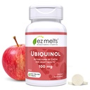 EZ Melts Dissolvable Ubiquinol 100mg, Forma attiva di CoQ10, Integratori per la salute del cuore per gli uomini e le donne, Senza zucchero, Alimentazione 2-Month - 1 confezione