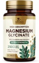 Magnesio (Glycinate) - Integratore di Magnesio per la salute del cuore, Neve, Muscolo, Bone e Supporto per il sonno - 100% Chelated & Alto Assorbimento - 250 mg per porzione - Gluten Free, Vegan, Non-GMO - 120 Conte