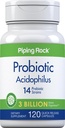 Piping Rock Probiotic Acidophilus capsule per le donne e gli uomini | 3 miliardi di culture dal vivo | 120 pillole | 14 Strains Supplement | Non OGM, Gluten Free