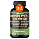 Gade Nutrition Resveratrolo Berberine Quercetin Estratto di seme verde Estratto di tè N-Acetil Cysteine - 14 in 1 supplemento complesso per le donne e gli uomini con potenti antiossidanti - Made in Italy