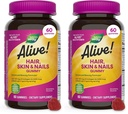 La Via della Natura Viva! Hair, Skin & Nails Gummies, Advanced Beauty Formula*, con Biotin e Collagen, Aroma di fragole, 60 Gummies (Packaging May Vary) (Pack of 2)