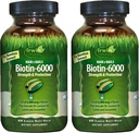 Irwin Naturals Biotin-6000-60 Liquid Soft-Gels, Confezione da 2 - Supporta la resistenza e la protezione per capelli e unghie - con Olio di Avocado, Olio di cocco, Lutein & Zeaxanthin - 60 Total Servings